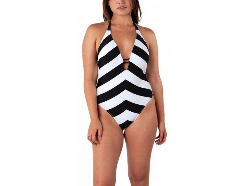 Barts Ellai Halter egyrészes fürdőruha - fekete csíkos