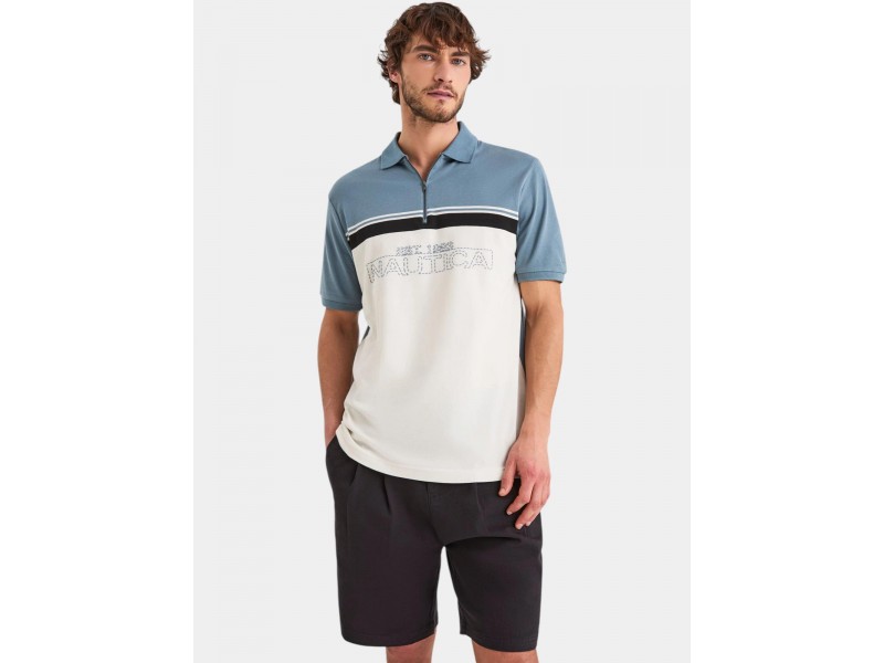Nautica Cavalla férfi polo – cipzáras nyak, 100% pamut