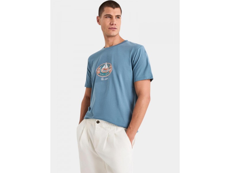 Nautica Mosa férfi pamut póló – kerek nyak, hímzett logó