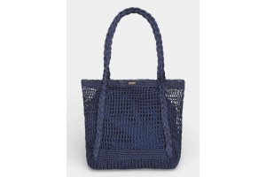 Barts Bloomzy Shopper D – sötétkék kézzel horgolt táska
