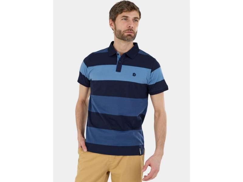 Fundango Incognito Stripe férfi póló — csíkos, galléros