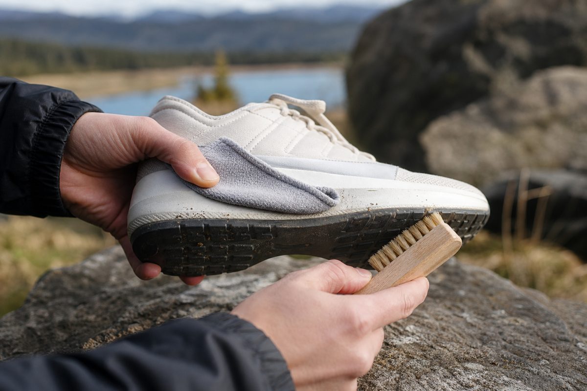 Fehér sneaker hab talp és gumitalp tisztítása kendővel